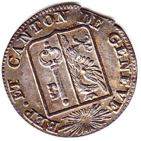 1825 Canton Geneva One Sol Coin (b85) - Picture 2 of 2